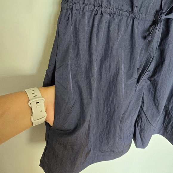 Sweaty Betty Anytime Short Sleeve Navy Romper 10 Athlesure Lightweight Casual - Picture 10 of 15